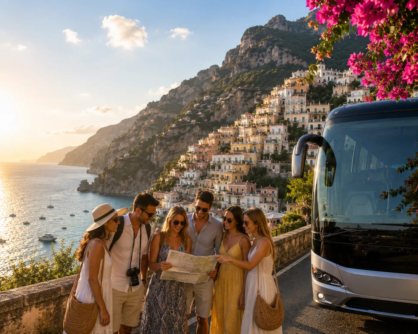 Perché scegliere un viaggio organizzato in pullman Gruppo di viaggiatori in visita a una città europea